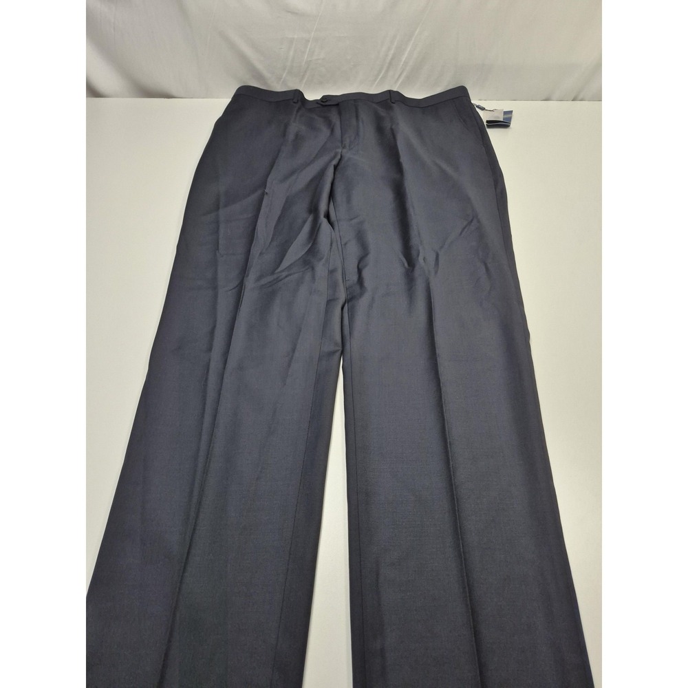 Leonardo Valenti Dress Pants Mens 46x36 Blue Wool Flat Front Classic NWT